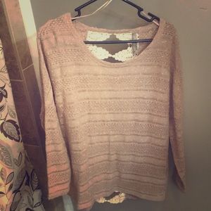 Mauve Pink Sweater with Lace Back Detail